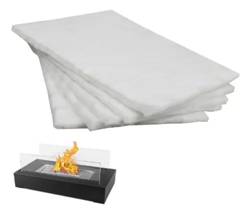 Lana Ceramica Per Camini A Bioetanolo - Set 6 Pezzi 30x20x2 Cm, Resistente Al Calore, Tagliabile, Riutilizzabile