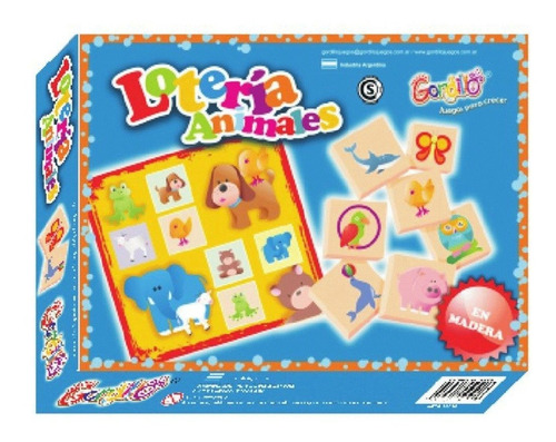 Imagen 3 de 4 de Loteria Infantil De Madera Animales Gordillo Planeta Juguete
