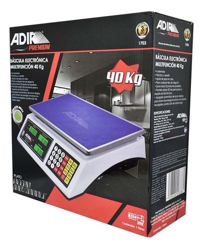 Bascula Electronica Multifuncion Industrial 40 Kgs 1703 Adir