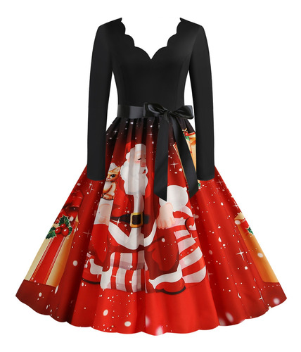 Vestido Vestidos Vestido De Fiesta Con Lazo De Navidad 6078a