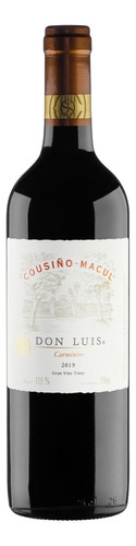 Vinho Carménère Cousiño-Macul Don Luis 2019 750 ml em um estojo de papelão