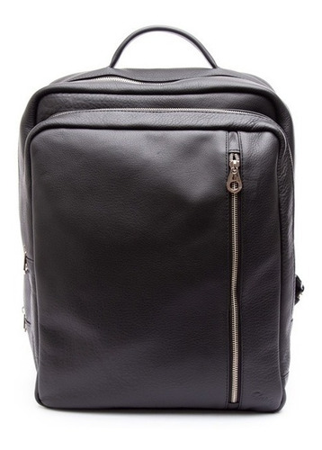 Mochila Porta Notebook Cuero Vacuno Artesanal Cierre Color Negro