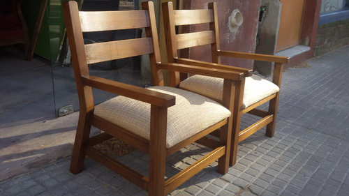 Sillon Silla Butaca Leñero Living Comedor Madera Y Tapizada