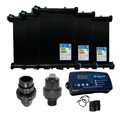 Kit Aquecedor Solar Piscina 15placas 3mt Rosca+valvs+cdt