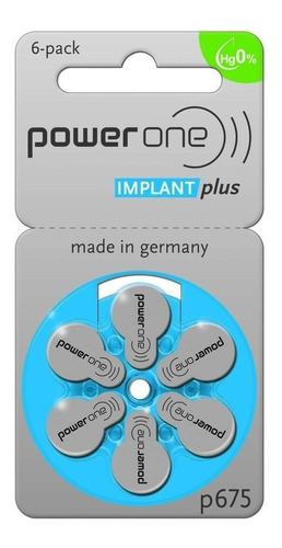 Pila Power One Implant Plus P675 Botón - pack de 6 unidades