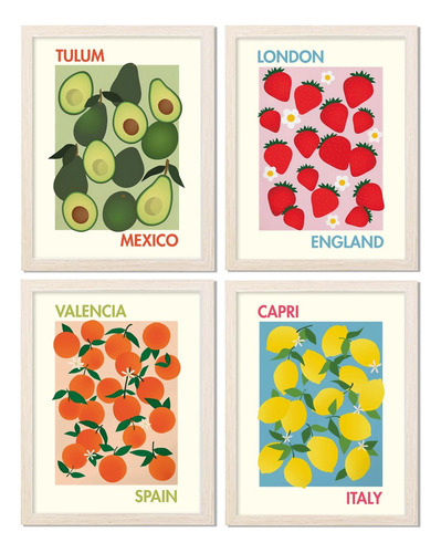 Cuadros Modernos Cocina - Set De 4 - Fruit Market Frutas