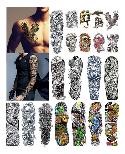 Dalin Extra Large Tatuajes Temporales Brazo Completo Y Medio