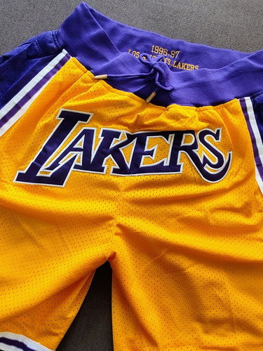 Imagen 2 de 10 de Short Bermuda Básquet Nba Retro Lakers Temp 1996/97
