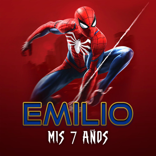 Lona 1 X 1 Metros Personalizada Fiesta Cumpleaños Personajes Spiderman / Hombre Araña