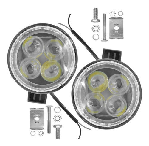 Par Faros 4 Leds Auxiliar 12w Redondo Tipo Zeta Lupa