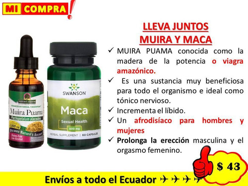 Maca Y Muira Puama Mayor Rendimiento