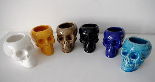 Maceta Calavera-cráneo-cerámica Esmaltada