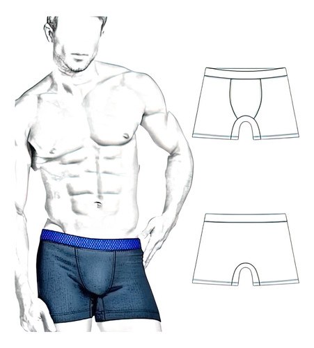 ( Moldes De Ropa)  Interior Boxer Hombre 1601