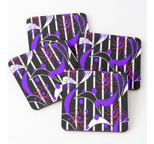 Set Posavasos Loving Life Psychedelic Graphic Design 3, Abst