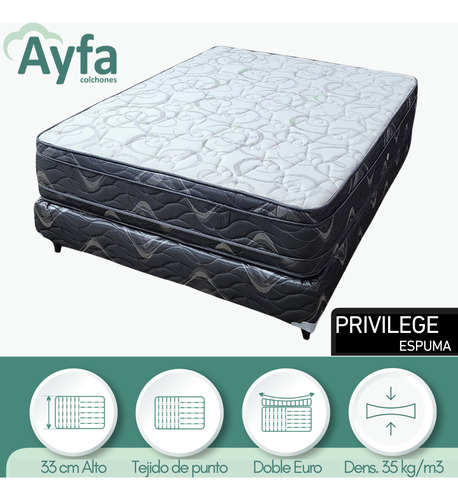 Colchon Alta Densidad Ayfa Privilege 100x190x33 Espuma 130kg Color Negro