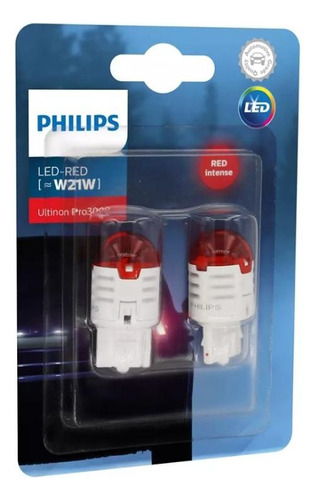 Par Lâmpadas Philips W21w Led Vermelha Pro3000