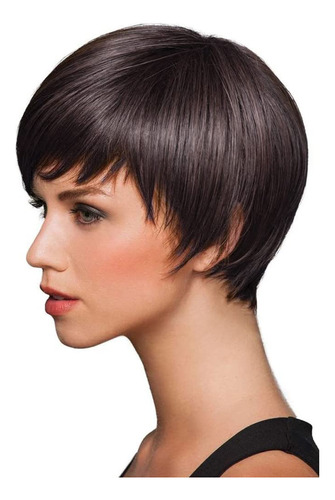 Queentas Pelucas Cortas De Pixie Marron Para Mujer, Cabello 