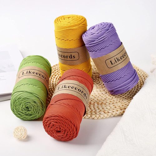 3 Madejas De Poliéster Trenzado De Macramé De 4 Mm, 1...