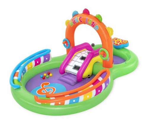 Alberca Inflable Con Juegos Y Resbaladero Y 2 Chapoteaderos