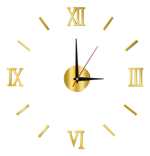 Reloj De Pared Minimalista En 3d, Dorado, 40 Cm, Sin Perfora