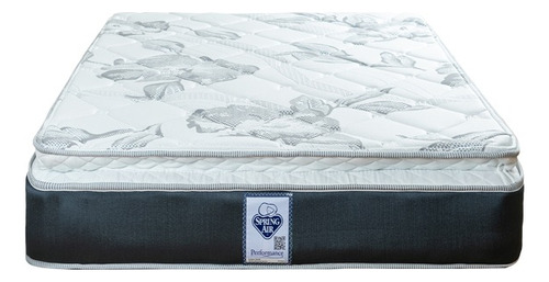 Colchón Individual De Resortes Spring Air Smith Blanco, Azul Petróleo Y Gris - 100cm X 190cm X 26cm Con Pillow