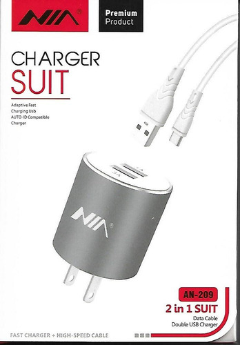 Cargador 2 En 1 Cargador Rápido Alta Velocidad Tipo Microusb