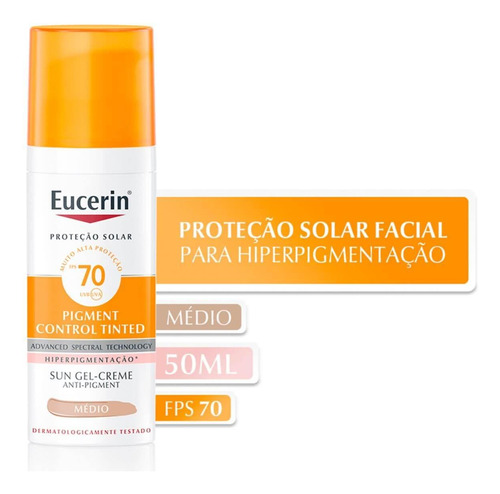 Protetor Solar Eucerin Pigment Control Tinted Médio Fps70