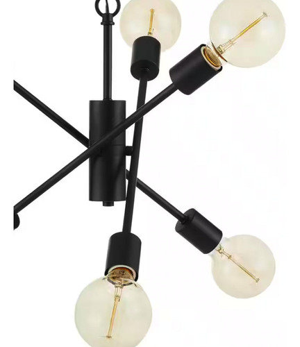 Lampara De Techo Colgante Moderna Candelabro 6 Luces 110v Estructura Negro