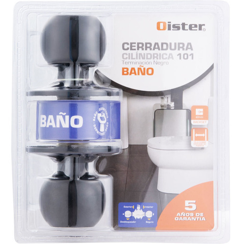 Cerradura Cilindrica Oister 101 Baño Negro Bt