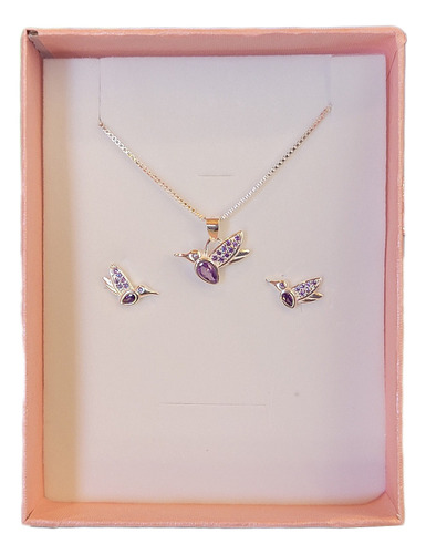 Conjunto Colibrí De Plata 925 Para Mujeres Y Ñinas