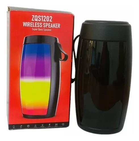 Bocina Portátil Recargable Inalámbrico Bluetooth Con Luz Negro