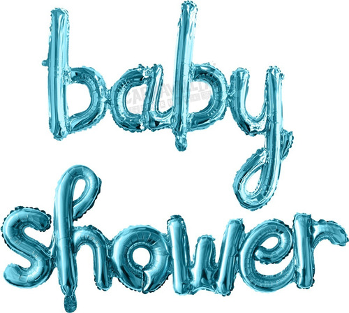 Globo Baby Shower Letrero Cursiva Azul Fiesta Decoració Niño
