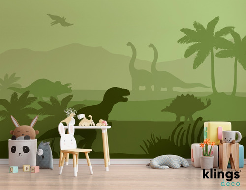 Vinilos Decorativos Mural Infantil Dinosaurio Jurasico Verde