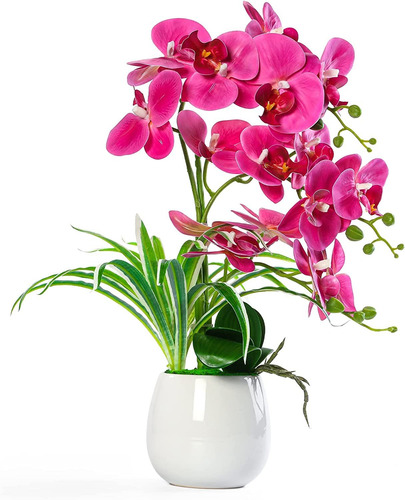 Ww Plantas Y Flores Artificiales De Orquídeas Con Jarrón Orq
