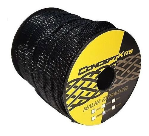 Malha Nautica Expansivel Nylon Braid Preta 10mm 50m