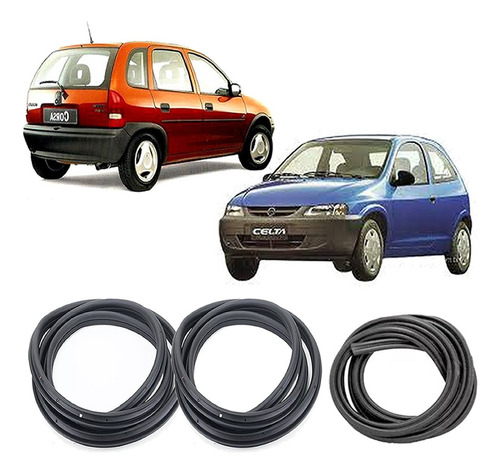 Kit Borracha Porta E Porta Malas Corsa Hatch Wind 1995/ 3pçs
