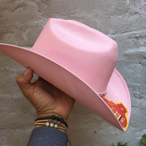 Sombrero De Dama Vaquero De Lona Rosa