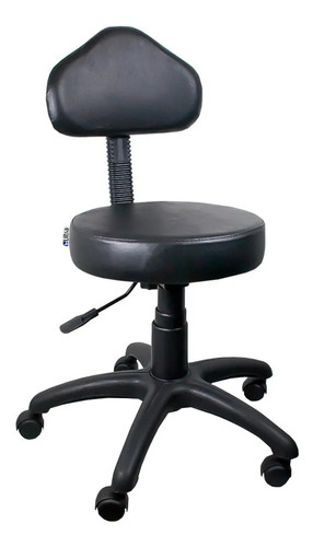 Cadeira de escritório Ultra Móveis Corporativo Mocho base negra ergonômica  preta com estofado de couro sintético