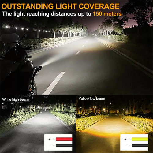 P Iluminação Auxiliar Led Moto Bicolor Estrobos Alto/baixo