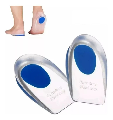 Pack X2 Taloneras Silicona Ortopédicas Marin Plantilla Para Espolón Calcáneo Fascitis Plantar Alivio Del Dolor Talón Gel Suave Antideslizante Unisex Talla Única Lavables Marin Plantillas De Gel