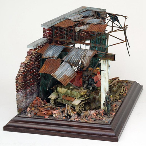 1:35 De Madera Ruinas Esquina Casa Diy Miniatura Arena Mesa