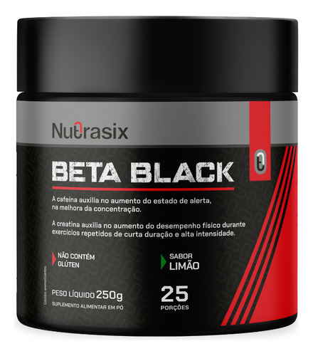 Pré Treino Beta Black 250g - Nutrasix Sabor Limão