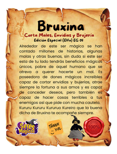 Elfo Bruxina Corta Males Envidias Y Brujerías 38cm