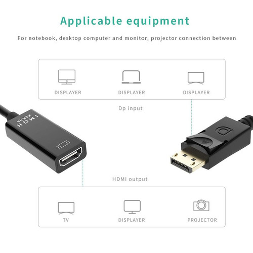 Convertidor Adaptador Dp Displayport Macho A Hdmi Hembra 4k