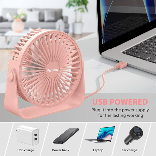Ventilador Faraday Usb, Con Rotación De 360 Grados, 12.7cm