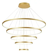 Comprar Lustre Led Pendente Anéis 5 Arcos Pé Direito Duplo Dourado
