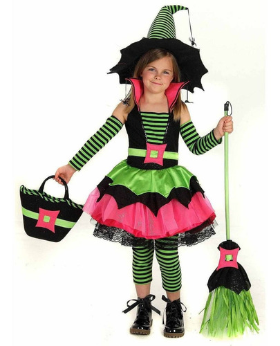 Disfraz De Bruja Para Niña Talla: S Halloween
