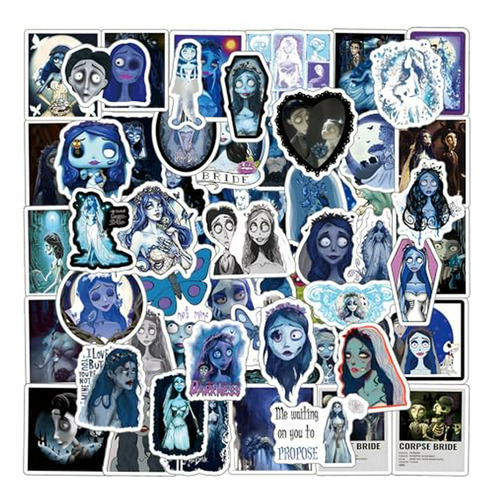 124pcs Corpse Bride Stickers Pack, Aesthetics Cute Cartoon