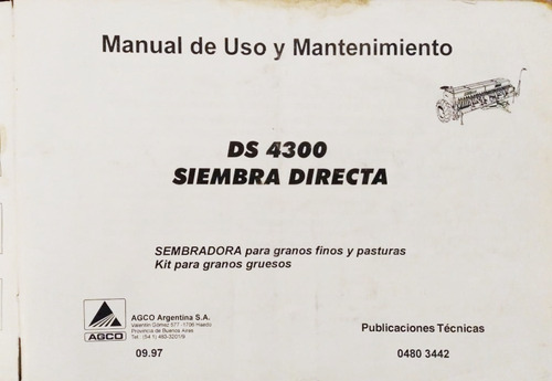 Imagen 1 de 1 de Manual Sembradora Deutz Ds4300 Usuario