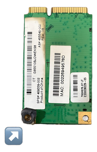 Placa Wi-fi Do Notebook Compaq Presario Cq50 Com Detalhe (Usado)